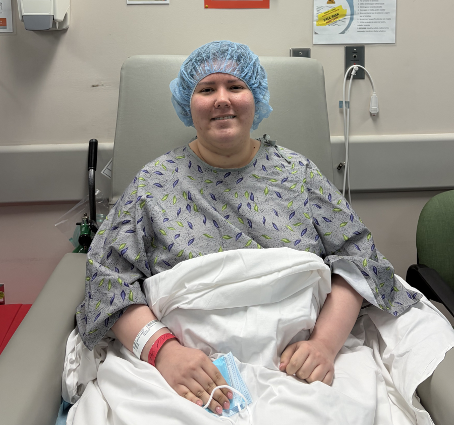 camila in hospital gown