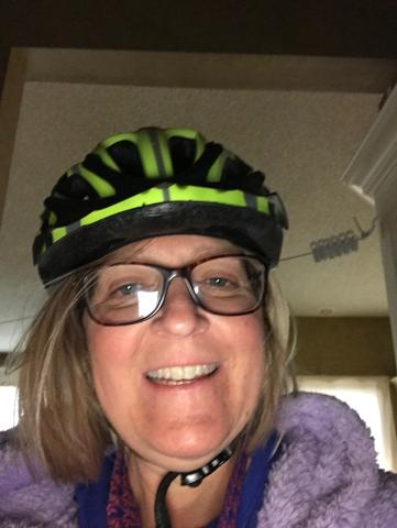 Wearing a helmet around the house while learning how to walk again